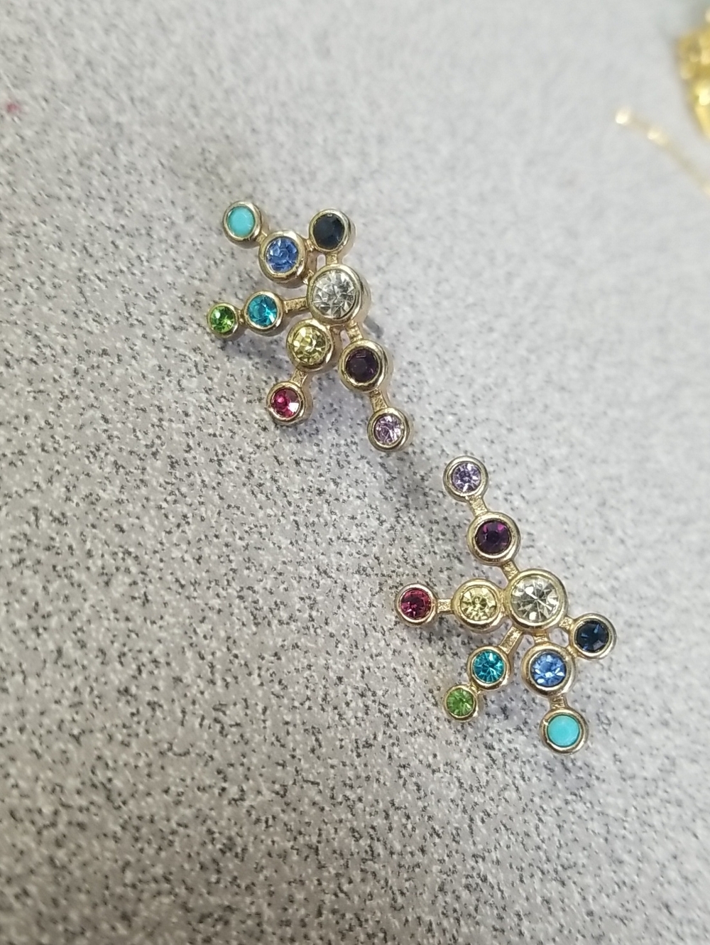 Gold Multicolor Cubic Zirconia Cluster Earrings